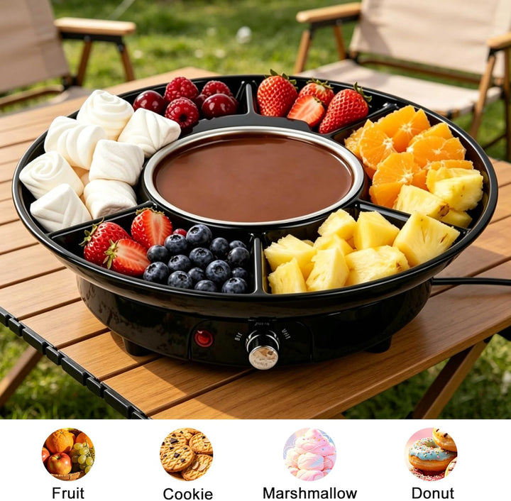 Schokoladen Fondue Elektrisch Set, 280ml Schokoladen Pot mit 2 Temperaturstufen, Servierschale &amp; 2 G