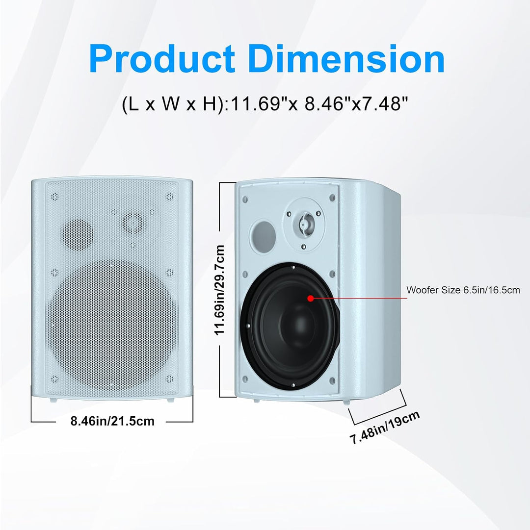 Herdio 800W 6,5 Zoll AussenLautsprecher Wasserdicht, Wandmontage Patio Stereo Indoor Outdoor Lautspr