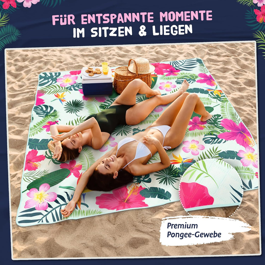 Bobby Beach Picknickdecke wasserdicht | Stranddecke sandfrei Strandmatte gepolstert &amp; extra weich |