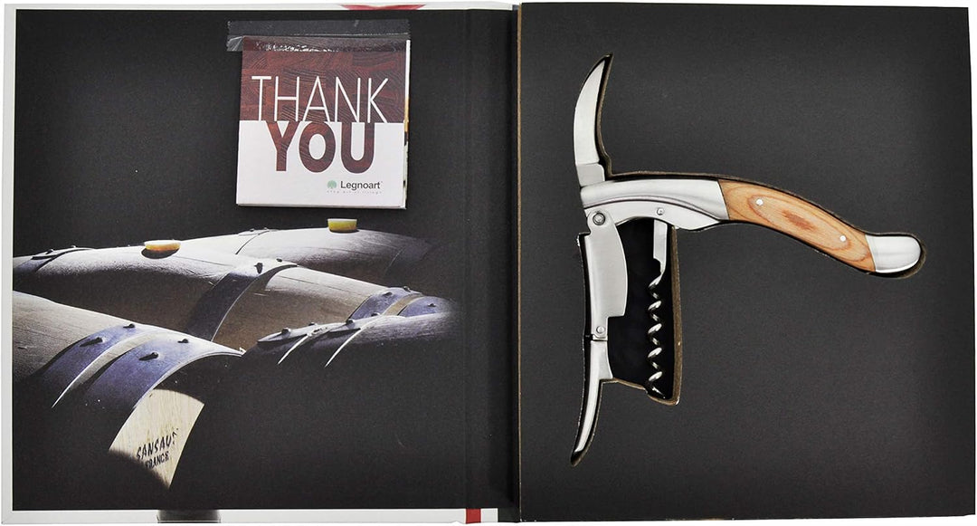 Legnoart Kellnermesser GHEMME Edelstahl mit Holzgriff und Geschenkbox WF-1