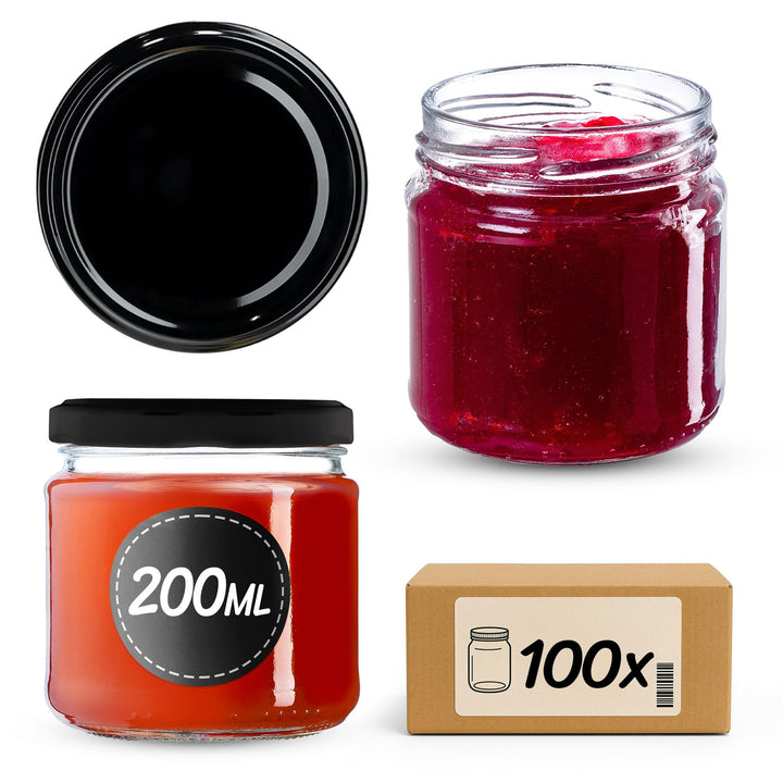 KADAX 100er Set Einmachgläser 200ml TO66, Marmeladengläser Vorratsgläser Mason Jar mit Schraubdeckel