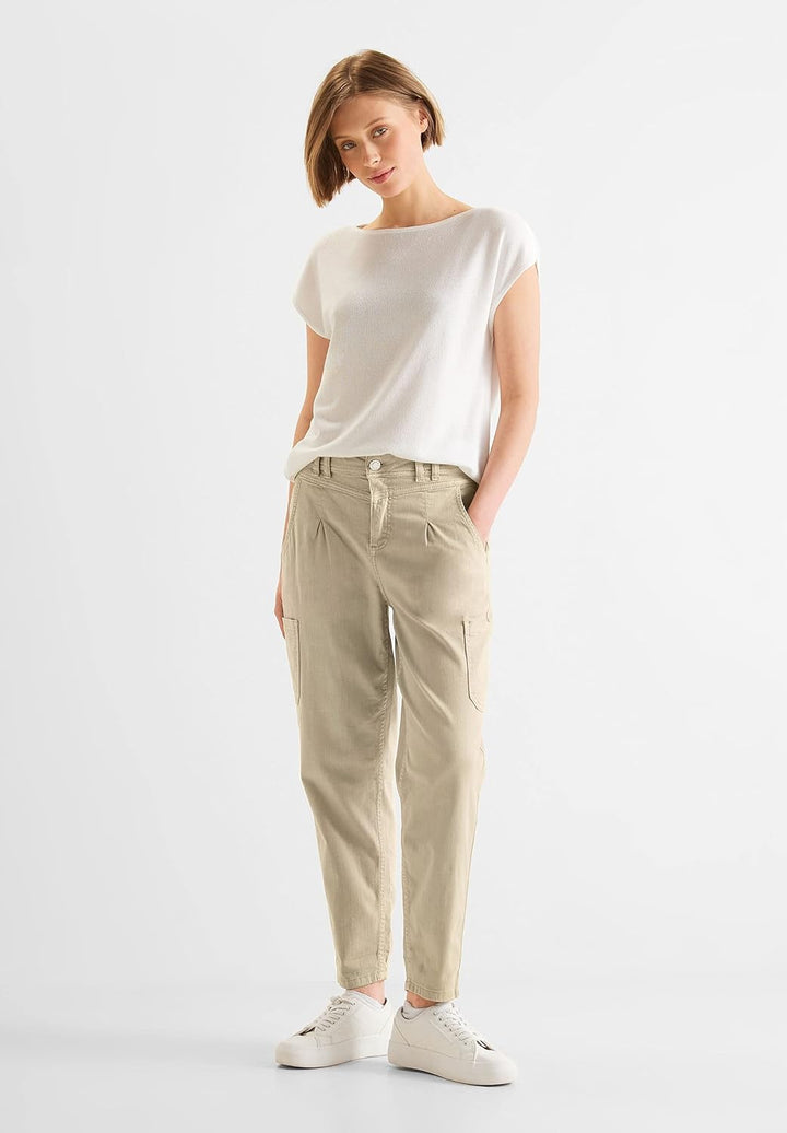Street One Damen Cargohose 26W / 28L Smooth Sand Washed, 26W / 28L Smooth Sand Washed