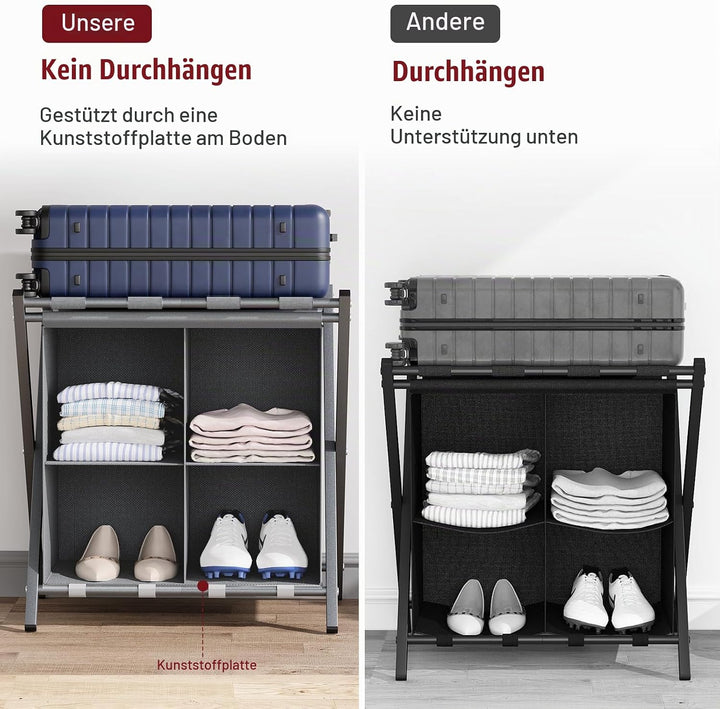 Kofferständer, Gepäckablage, Kofferständer Klappbar, Kofferstände mit Ablagefächern, Kofferbock Koff