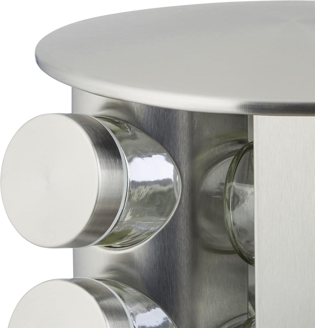 Relaxdays Gewürzregal, mit 12 tlg. Streuer-Set, Edelstahl, drehbar, modernes Design, spülmaschinenge