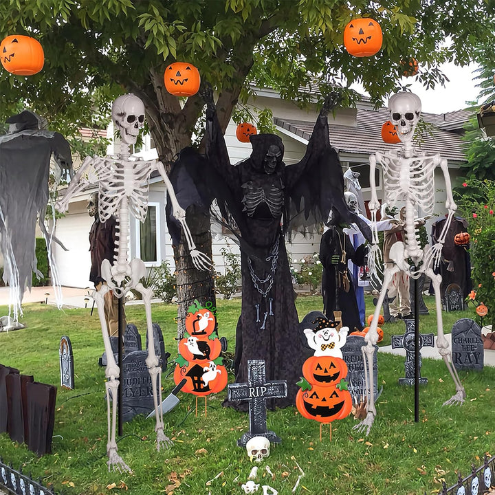 Halloween Plastikskelett, 240cm Ganzkörper Skelett mit beweglichen Gelenken für Halloween Innen Gart