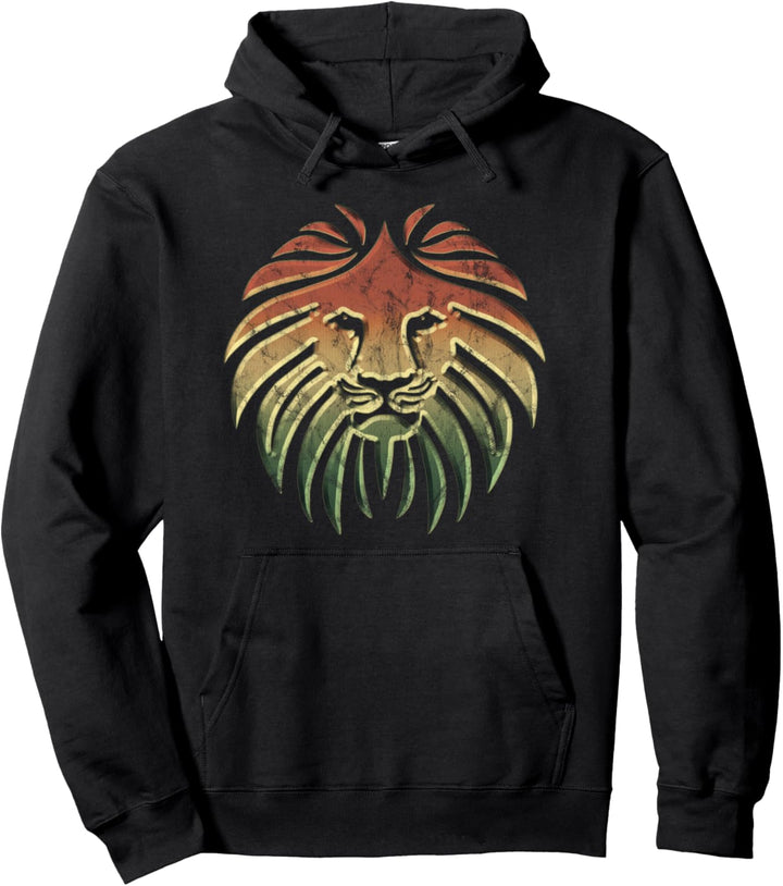 Reggae Löwe Musik Fahne Farben Rasta Roots Vintage Grunge Pullover Hoodie