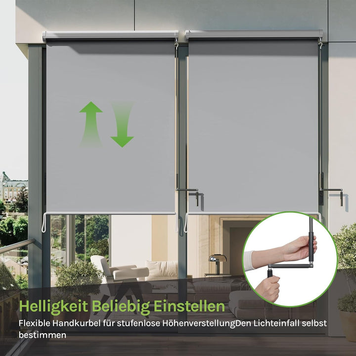 WOLTU Senkrechtmarkise Balkonmarkise Vertikalmarkise mit Handkurbel und Markisenkassette für Terrass