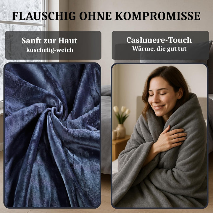 MALIKA Winter Plüsch Bettwäsche Nicky-Teddy Cashmere Coral Fleece 135x200 155x220 200, Grösse:200 x