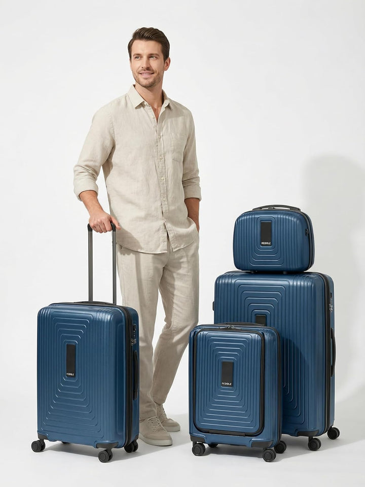 REDOLZ Hartschalen Koffer-Set-4-teilig | S 55 cm (ohne Laptopfach) + M 66 cm + L 77 cm + Beauty-Case