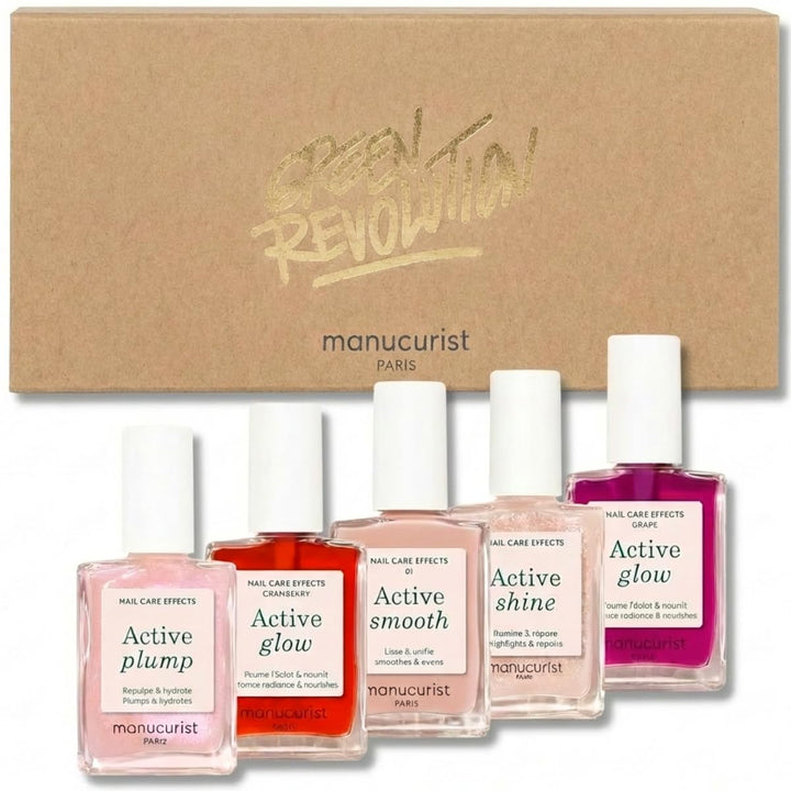 Manucurist Nagellack Set mit 5 Nagellacken Rainbow Active - 5 Nagelpflege: Active Plump, Active Cran