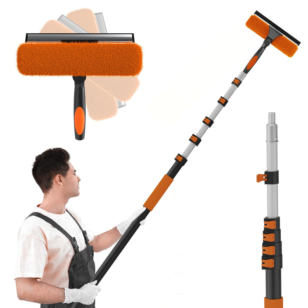 SISUPASSIE 2-in-1 Fensterputzer, 7,2m Fensterabzieher, professionelles Fensterwischer mit Teleskopst