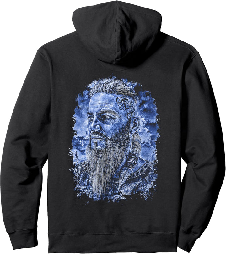 Wikinger Männlich Portrait Himmel Pullover Hoodie