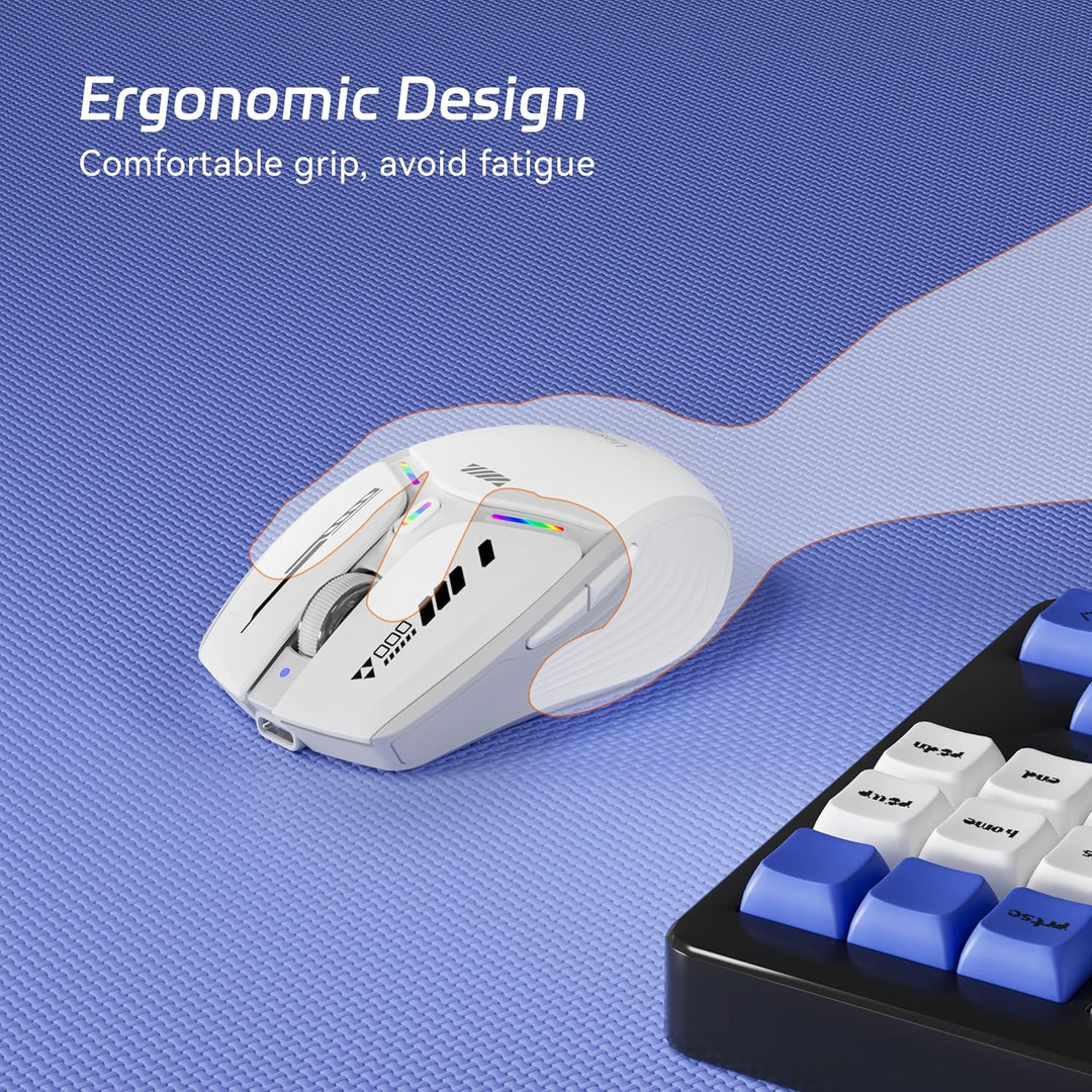 Uiosmuph G19 Bluetooth Maus, LED Bluetooth Funkmaus (Tri-Mode: BT 5.1/5.0+2.4G), Batteriestand sicht