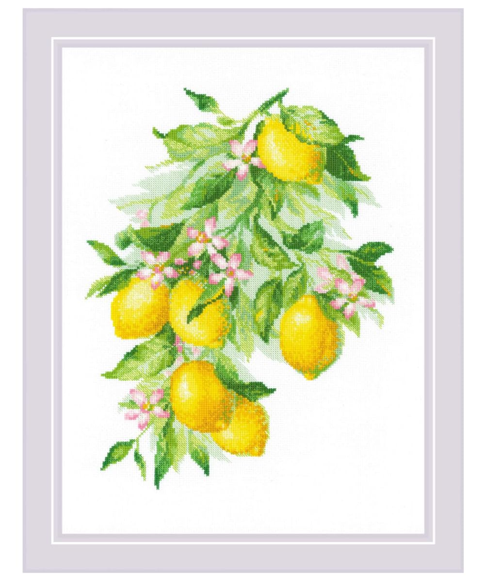 Riolis Kreuzstich Set Helle Zitronen, Zählmuster, 30x40cm