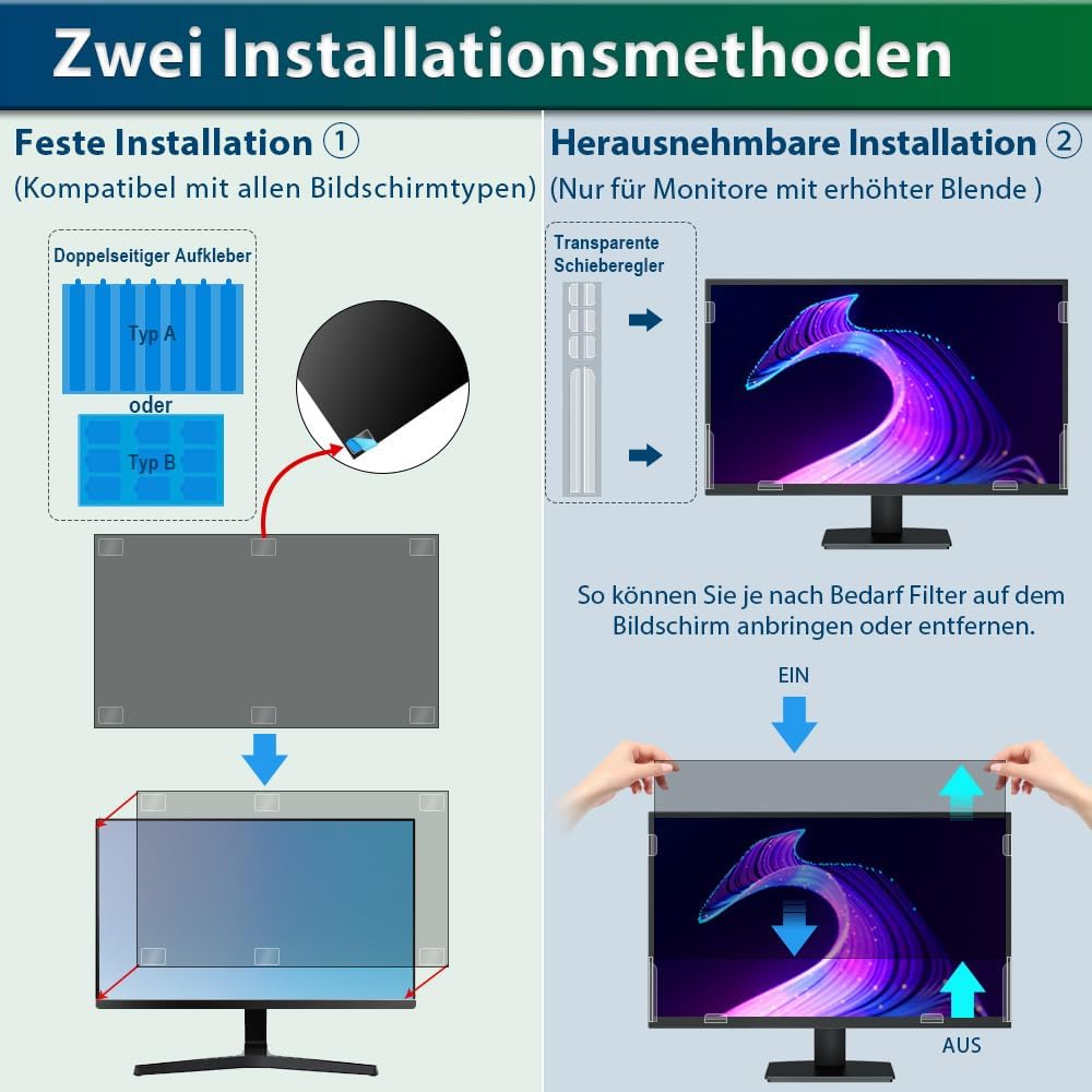 STARY 2 Stück Computer Bildschirm Blickschutzfilter für 23 Zoll Monitor 16:9 Seitenverhältnis - Anti