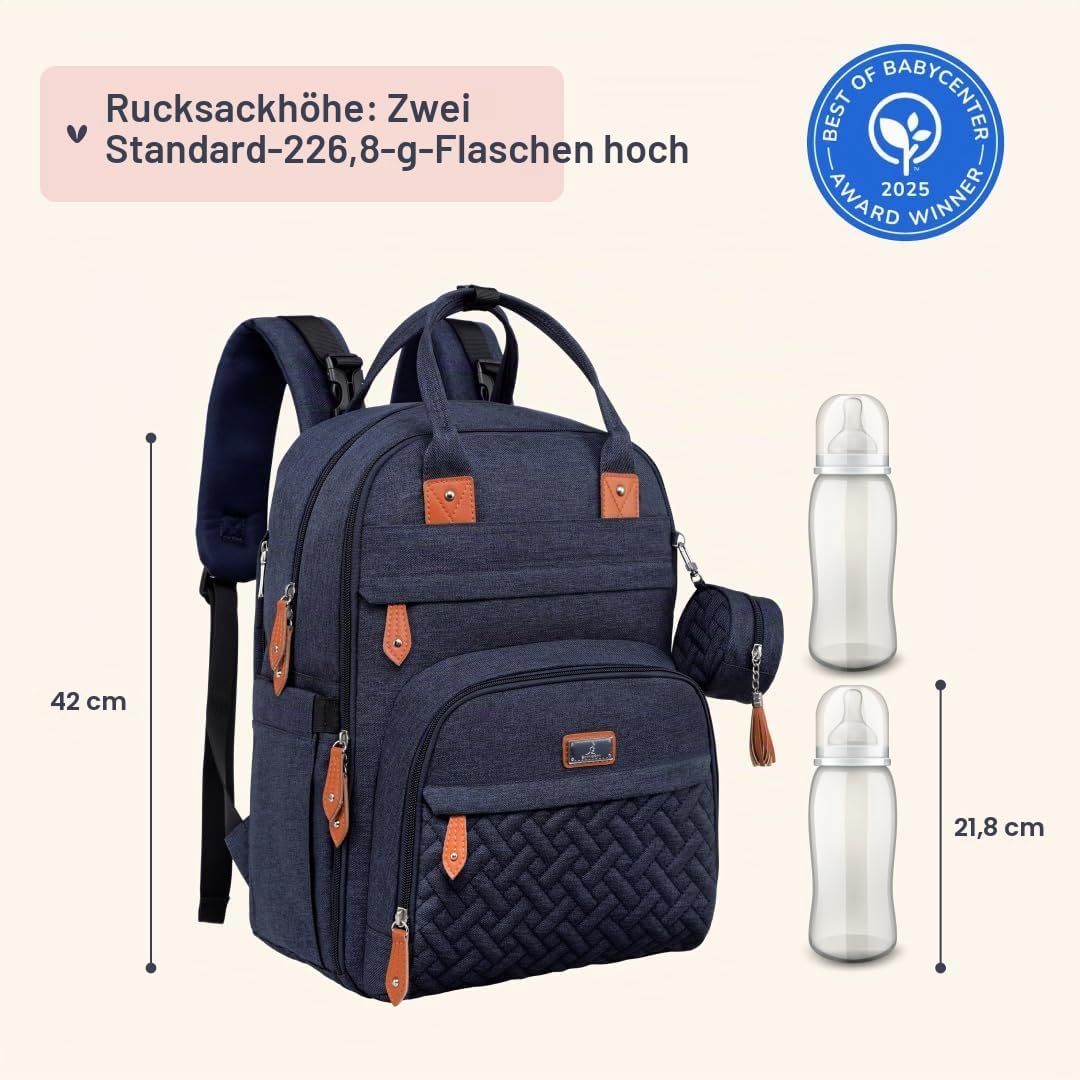 BabbleRoo Baby Wickeltasche/Rucksack, Wickelrucksack lässige Wickeltaschen, Multifunktional Grosse K