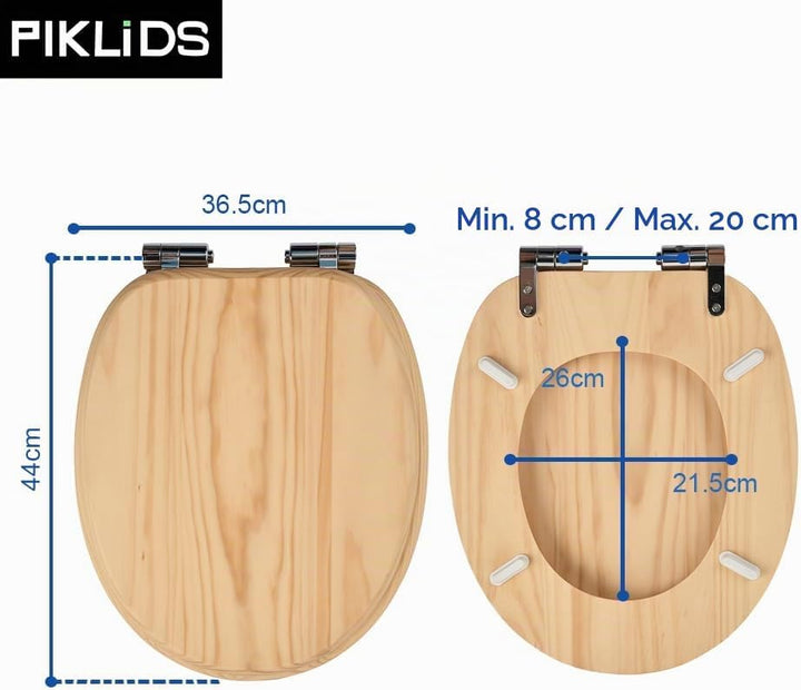WC-Sitz aus Massivholz – Kiefer, mit Absenkautomatik, Schnellverschluss &amp; Easy-Clean, Soft-Touch – P