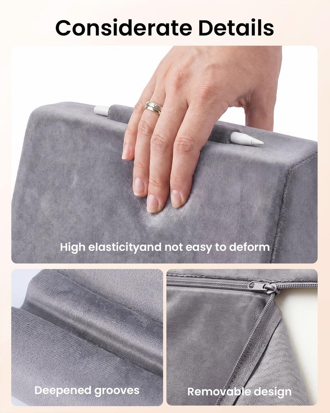 CreaDream Tablet Kissenständer, Tablet Halterung für Bett, Couch Granitgrau, Granitgrau