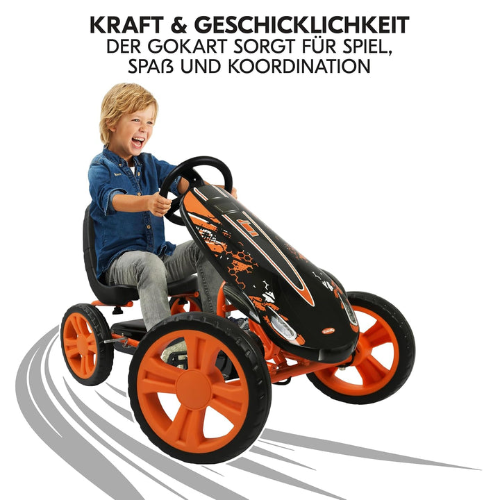 hauck Go-Kart Speedster für Kinder ab 4 Jahren bis 50 kg Köpergrösse 90-110 cm, Tretauto mit Handbre
