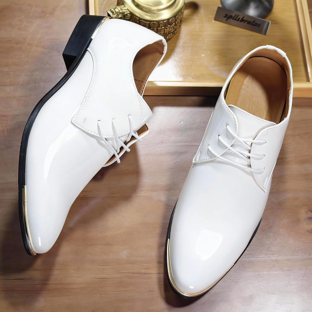 zpllsbratos Herren Lederschuhe Lackschuhe Derby Schnürhalbschuhe Oxford Hochzeit Schuhe 38-48 40 EU