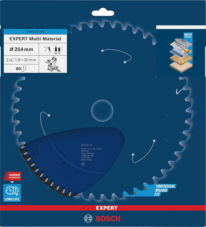 Bosch Professional 1x Kreissägeblatt Expert for Multi Material (für Multimaterial, Sägeblatt Ø 254 x