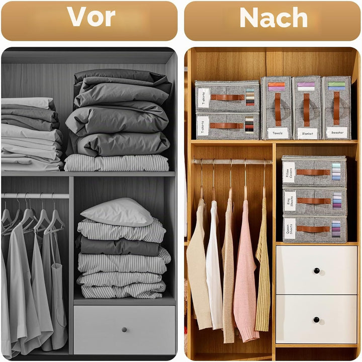 Bettwäsche-Organizer 8er Pack – Faltbarer Leinen-Schrankorganizer mit versiegeltem Design, Sichtfens
