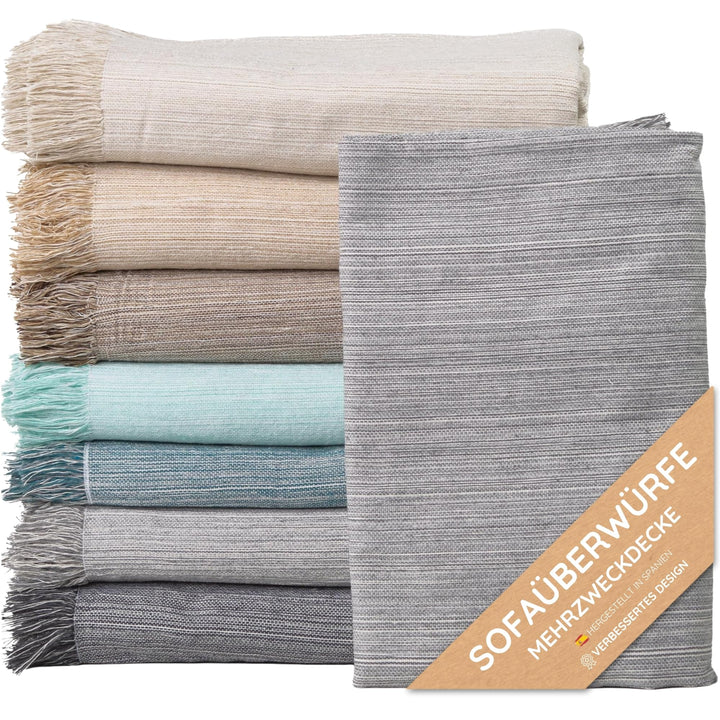 Tagesdecke Baumwolle warm – Decke Sofa Überwurf Bett, Kuscheldecke Plaid Hellgrau 180X260, Hellgrau