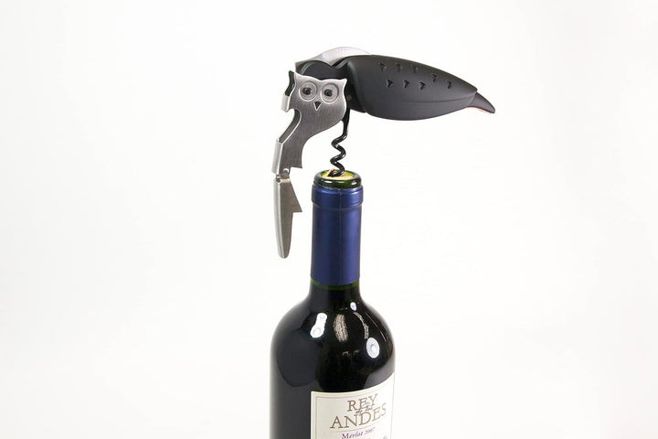 Winkee - Korkenzieher Eule | Stylisches Kellnermesser | Wein-Flaschenöffner mit Folienschneider | Ko