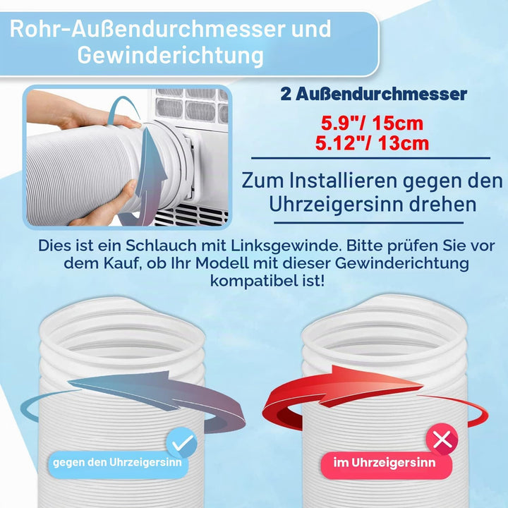 Abluftschlauch 150mm/130 mm, PVC Flexibel Abluftschlauch Klimagerat,Klimaanlage Schlauch HitzebestäN