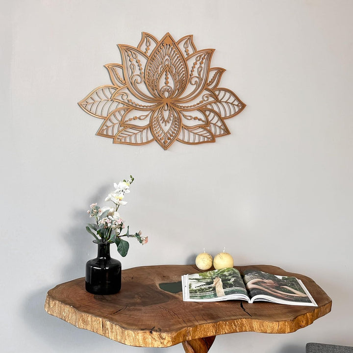IWA CONCEPT 3D Mandala Metall Wanddekoration | Lotusblume Dekoration für Zuhause | Schlafzimmer Meta