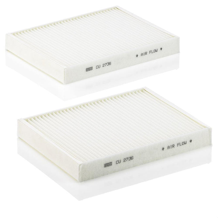 MANN-FILTER CU 2736-2 Innenraumfilter – Kabinenluftfilter Satz (2er Set) – Für PKW, CU 2736-2