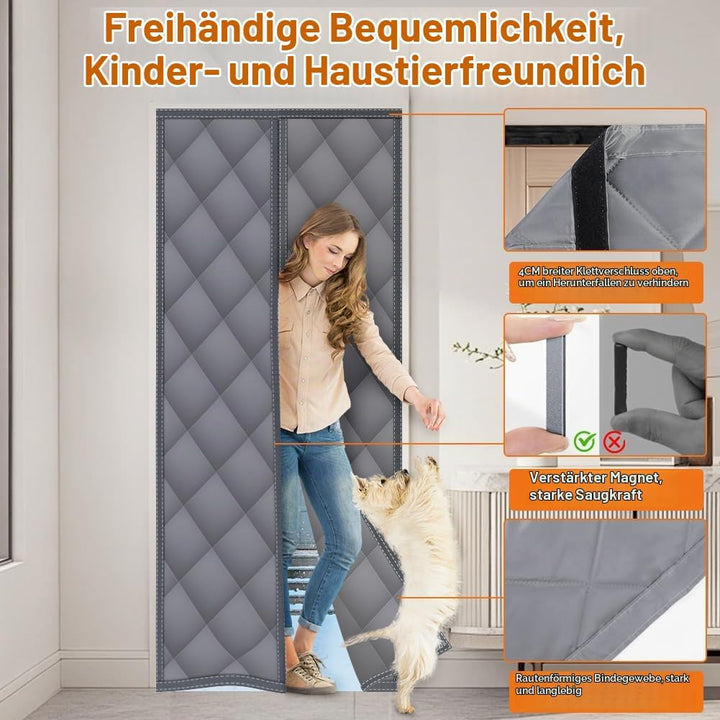 flintronic Magnet Wärmeschutzvorhang für Türen, 90x200cm Thermo Türvorhang, Lsolier Schutz Vorhang,