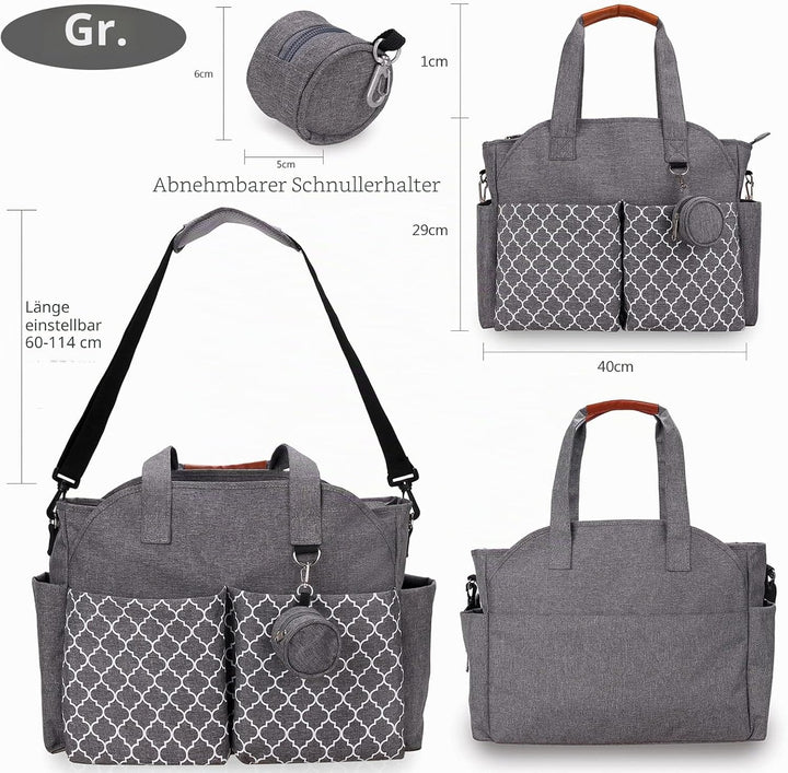 Wickeltasche Baby Gross, 13 Fächer Kinderwagen Windeltasche, Wasserabweisende Babytasche mit Schnull