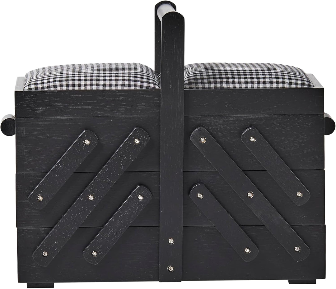 Prym - Prym Klassisches Design Lackiertes Gummiholz (36X19X30Cm) Schwarzer Eleganter Nähkasten mit 3