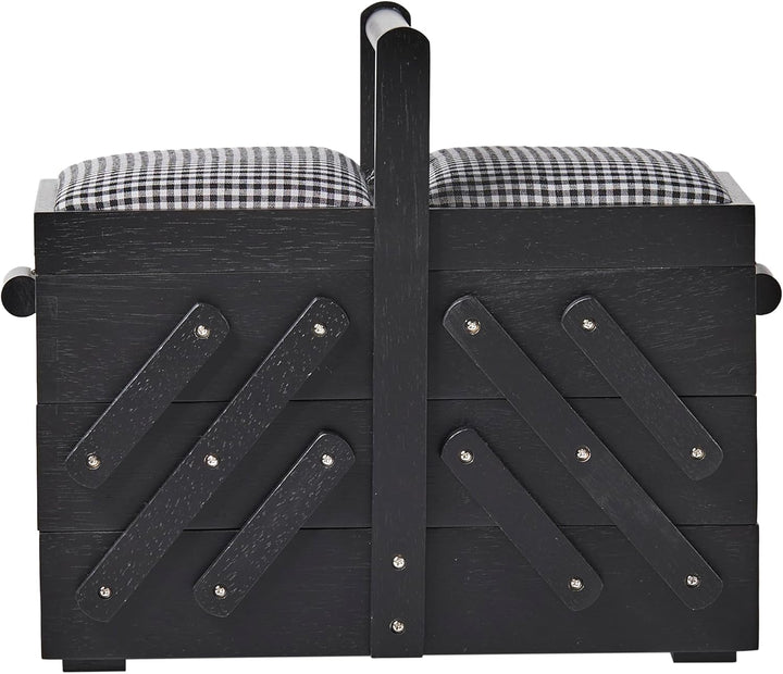 Prym - Prym Klassisches Design Lackiertes Gummiholz (36X19X30Cm) Schwarzer Eleganter Nähkasten mit 3