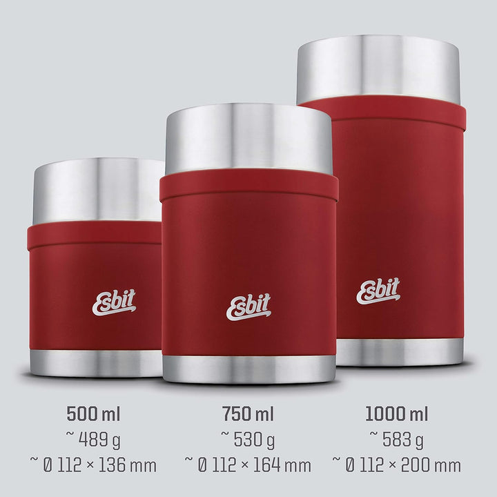 Esbit Thermobehälter Sculptor für Essen - Warmhaltebehälter 1000 ml in Burgundy - aus Edelstahl für