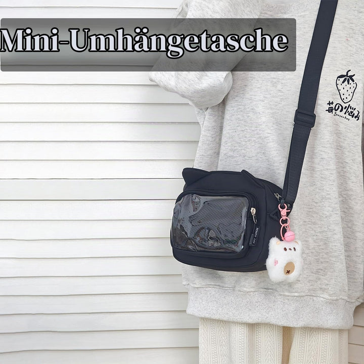 Kleine Ita Messenger Tasche für Damen, Kawaii Crossbody Tasche mit transparentem Pins Display-Fenste