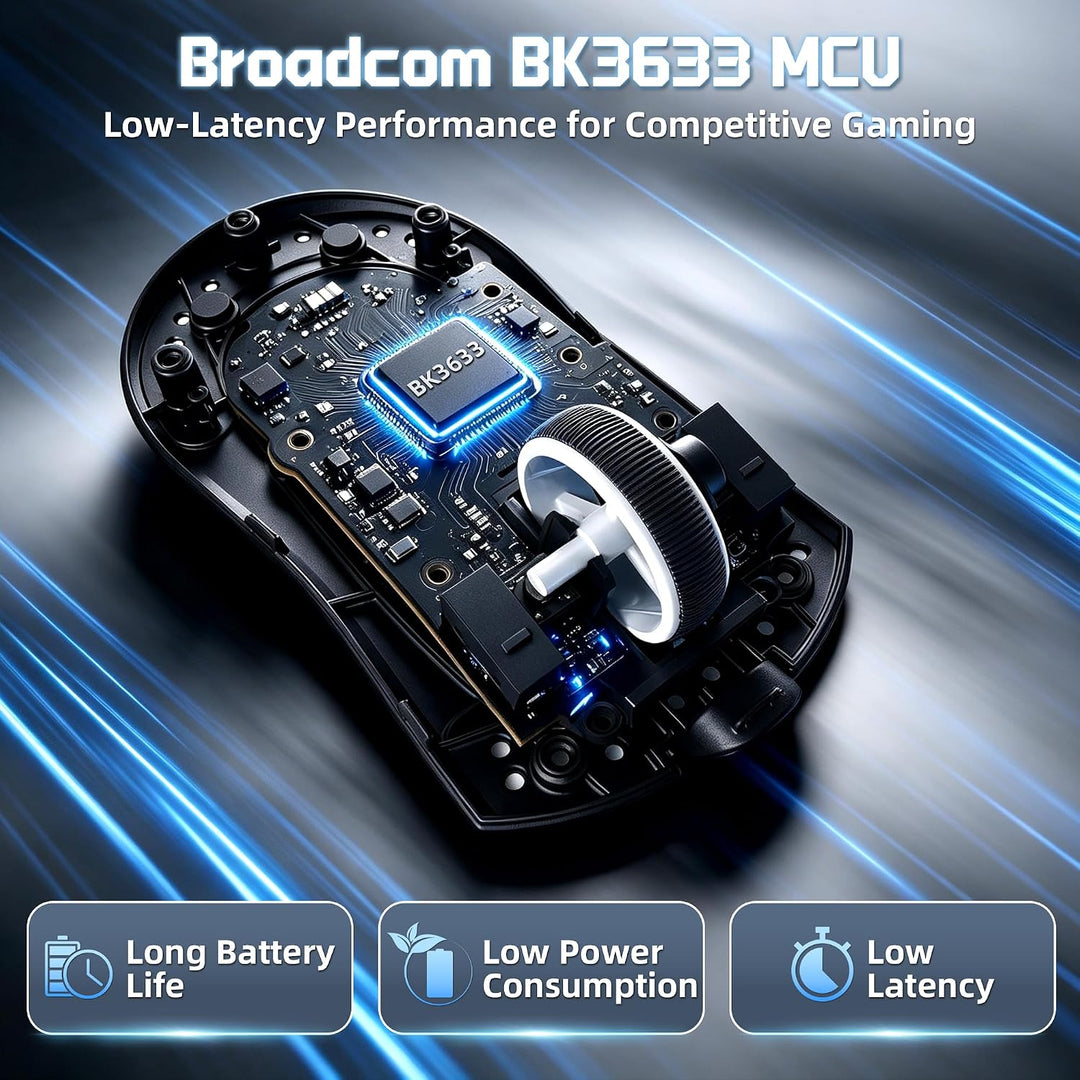ATTACK SHARK X11 PRO V2 Kabellose Gaming Maus mit TFT Dock, Schwarz Weiss A, Schwarz Weiss A