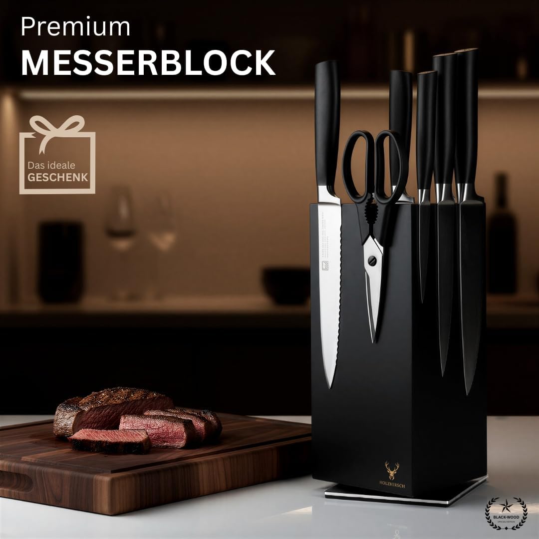 Messerblock ohne Messer magnetisch [Premium] | 360° drehbar | 4,5 kg schwer | Rutschfeste Edelstahl-
