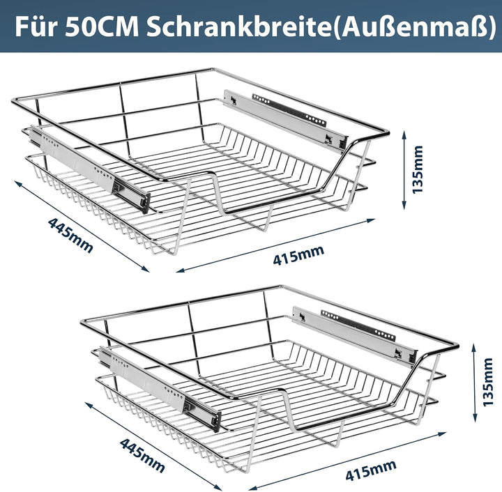 Vigevee 50cm Teleskopschublade 25 Kg Tragkraft Küchenschublade Küchen Regal Teleskopschublade aus Me