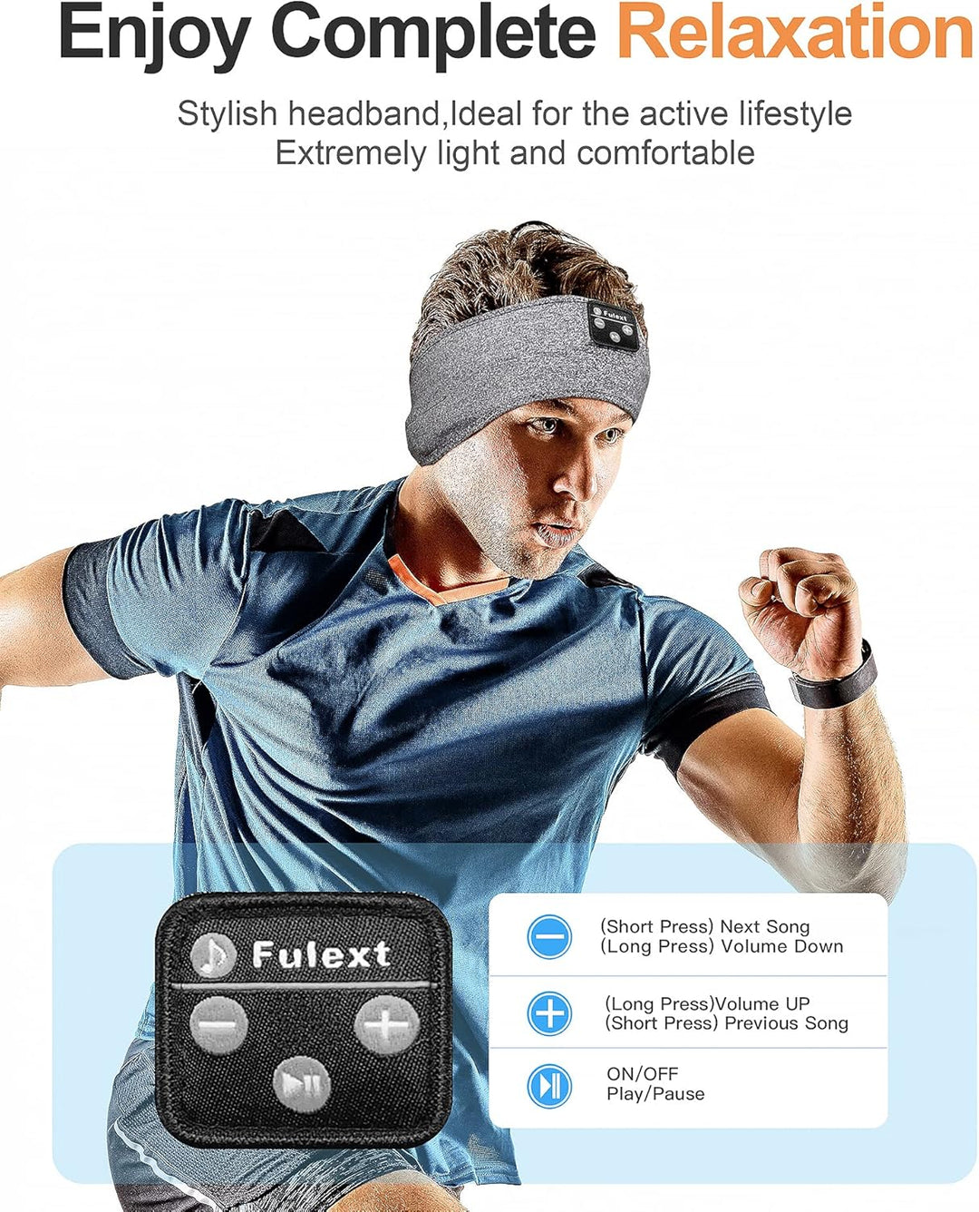 Schlafkopfhörer, Bluetooth-Stirnband, Schlafkopfhörer, Sport-Kopfband, Lange Spielzeit, Schlaf-Heads