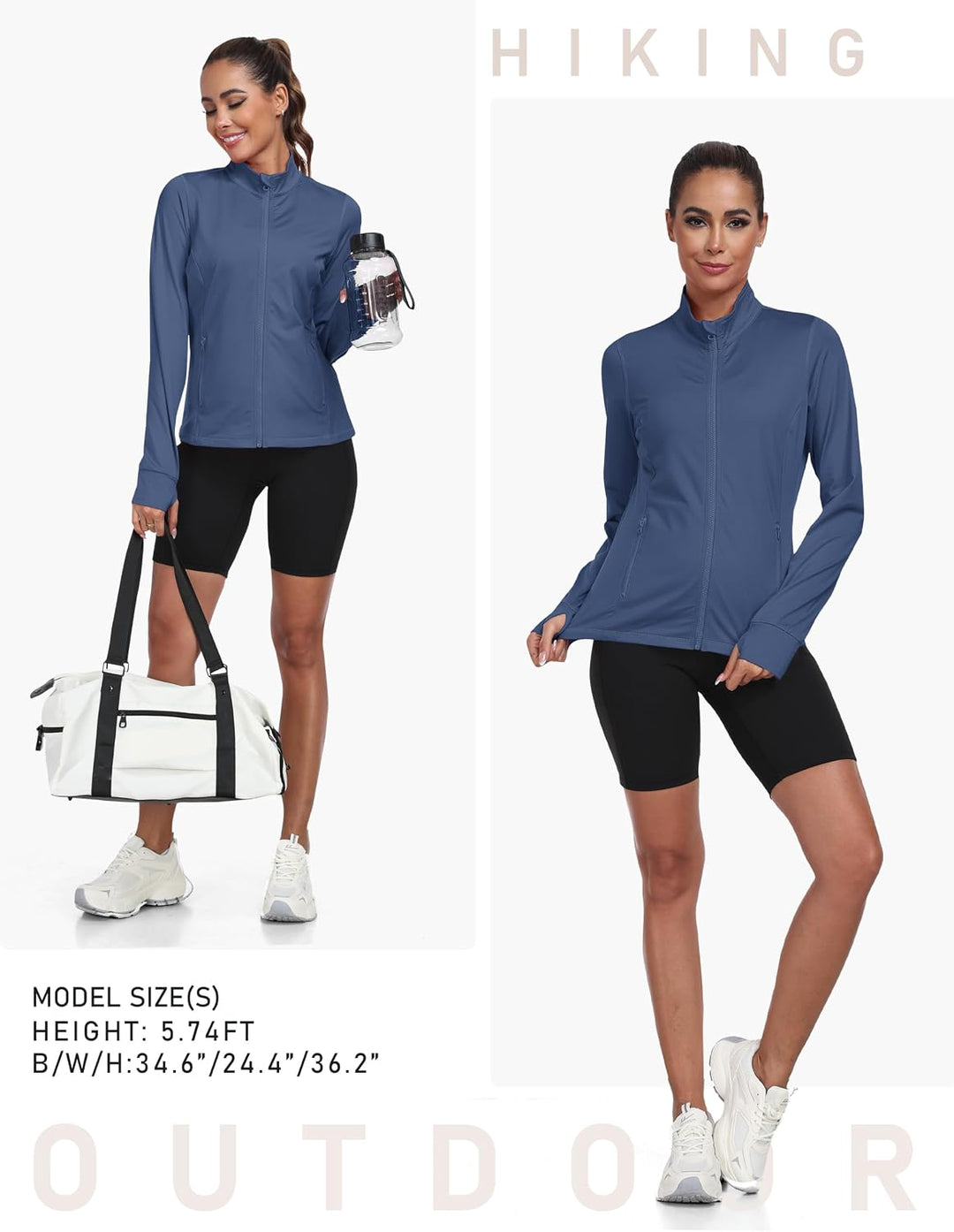 MoFiz Sportjacke Damen Leicht Trainingsjacke Mikrofleece Sweatjacke Wandershirt mit Reissverschluss