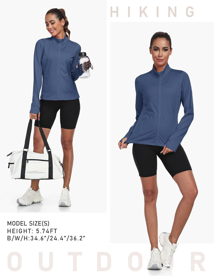 MoFiz Sportjacke Damen Leicht Trainingsjacke Mikrofleece Sweatjacke Wandershirt mit Reissverschluss