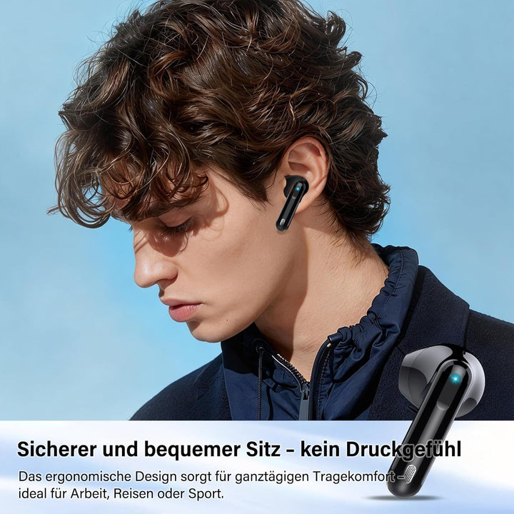 Bluetooth Kopfhörer in Ear Kopfhörer Kabellos Bluetooth 5.4, Schwarz A-Schwarz, A-Schwarz