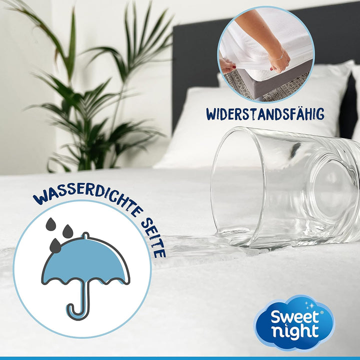 Sweetnight - Matratzenschoner 140x190 cm | Baumwoll | Wasserdichte und saugfähig Matratzenauflage |