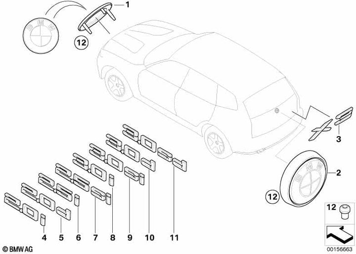 BMW Genuine Logo Rondell hinten Hatch/Boot Trunk Badge Emblem (51 14 3 401 005)