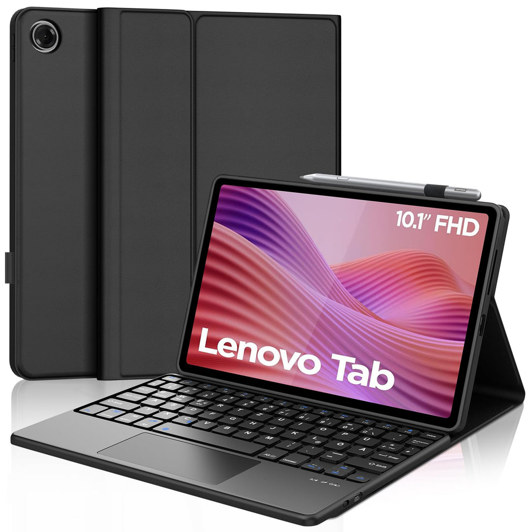 FOGARI Hülle Tastatur für Lenovo Tab 10.1 Zoll 2025 (TB-311FU) Schwarz - Lenovo Tab 10.1", Schwarz -