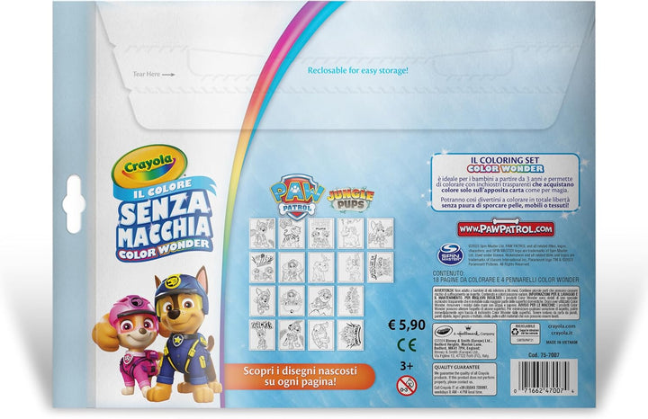 CRAYOLA Color Wonder, Coloring Set mit 18 Malvorlagen und 4 Filzstiften Paw Patrol, Paw Patrol