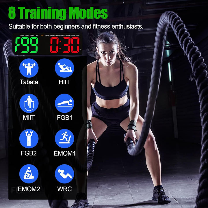 16.5" Gym Timer, Digital Fitness Timer mit 8 Modi, Countdown/Up