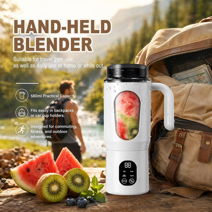 Tragbarer Mixer mit Griff, Mini-Standmixer, kleiner Entsafter, Smoothie-Maker mit Silikon Strohhalm,